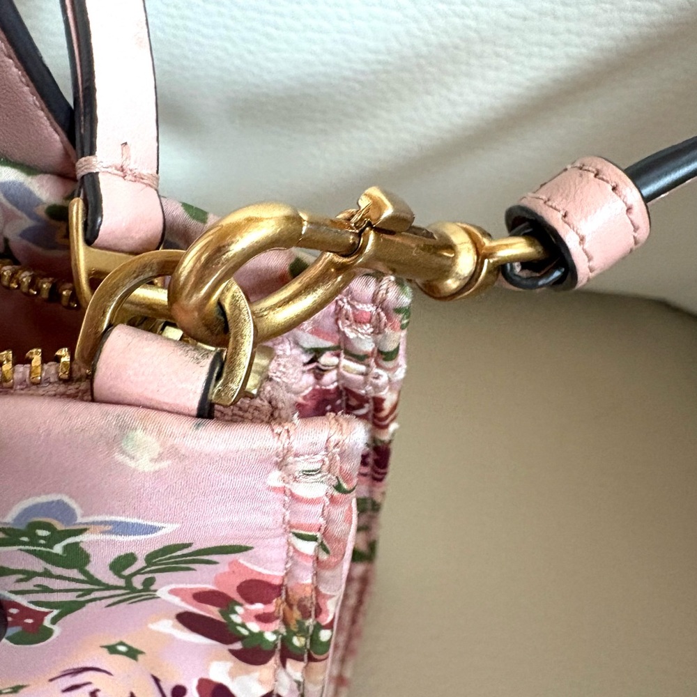 Rare Tory Burch Pink Floral Mini Ella aka Micro Ella Tote - Picture 7 of 14